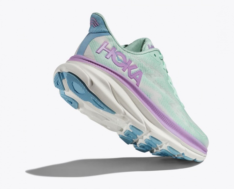 Turquoise / Purple Women's HOKA Clifton 9 Running Shoes | 0284956-PI