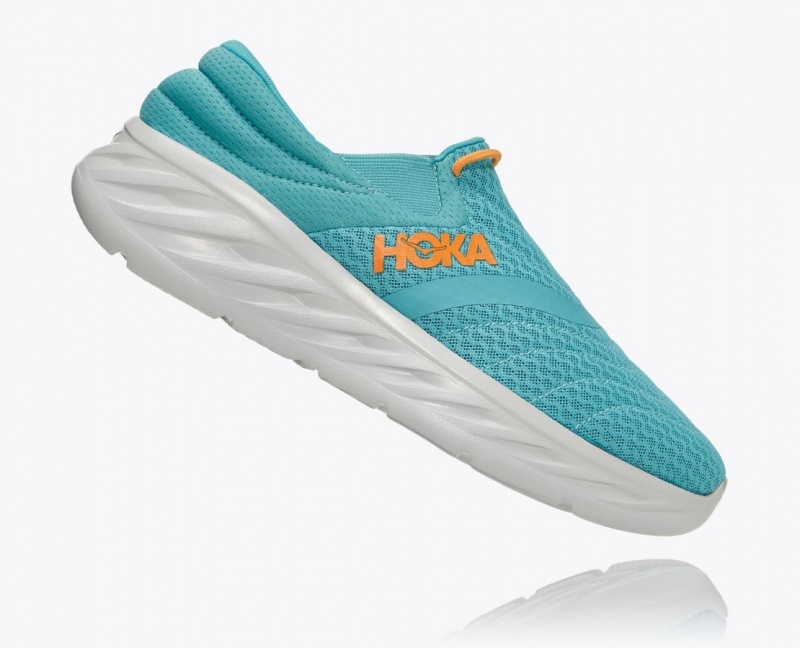 Turquoise / White Men's HOKA Ora Recovery 2 Slip On Shoes | 5940312-NA