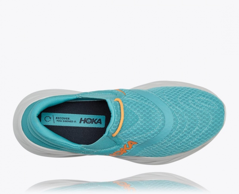 Turquoise / White Men's HOKA Ora Recovery 2 Slip On Shoes | 5940312-NA