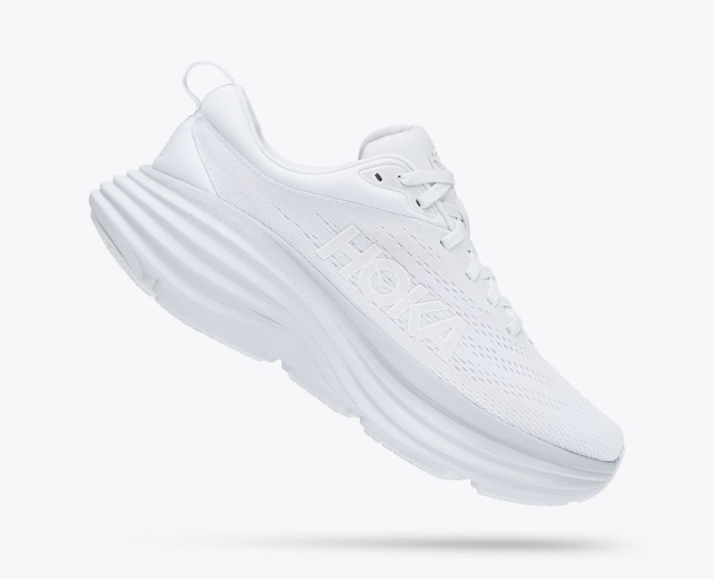 White Women's HOKA Bondi 8 Running Shoes | 3820764-FC