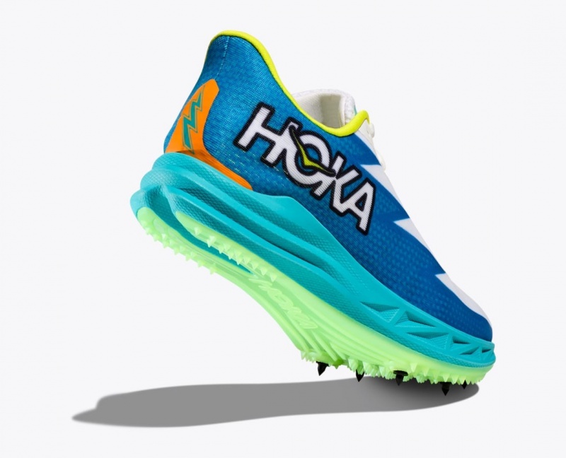 White / Blue Men's HOKA Crescendo MD Track Spikes | 5687942-LQ