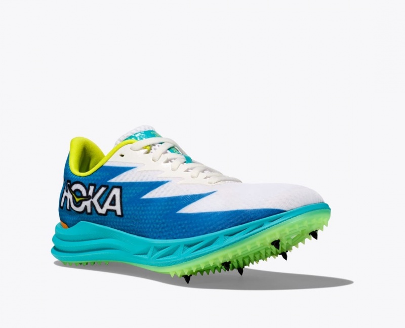 White / Blue Men's HOKA Crescendo MD Track Spikes | 5687942-LQ