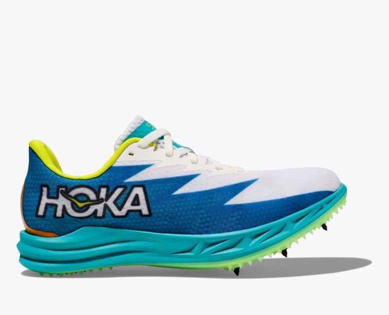 White / Blue Men\'s HOKA Crescendo MD Track Spikes | 5687942-LQ