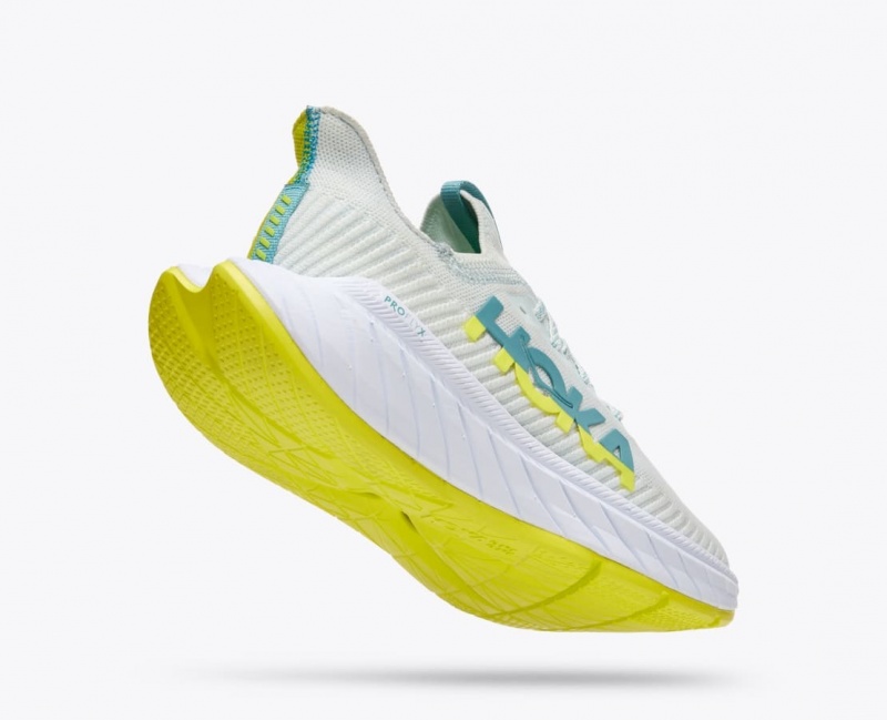 White / Green Men's HOKA Carbon X 3 Running Shoes | 6832549-MJ