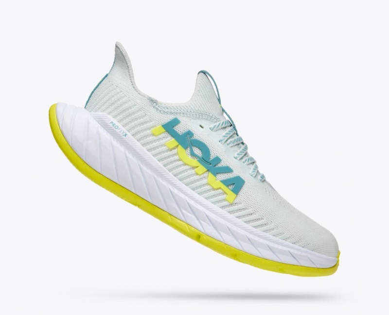 White / Green Women's HOKA Carbon X 3 Running Shoes | 2046593-TY