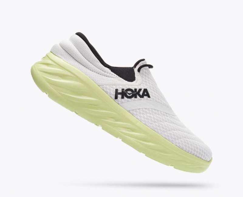 White / Light Green Men's HOKA Ora Recovery 2 Slip On Shoes | 8173096-UD