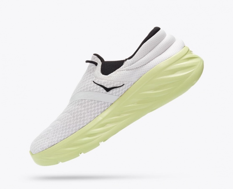 White / Light Green Men's HOKA Ora Recovery 2 Slip On Shoes | 8173096-UD