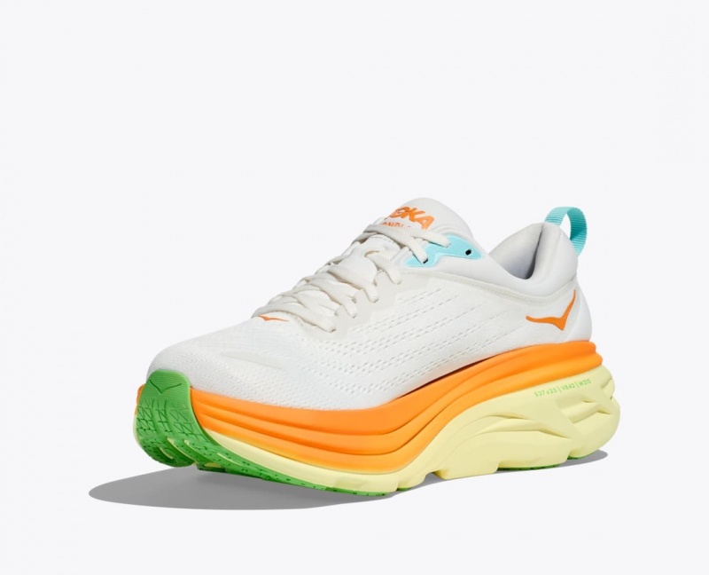 White / Orange Men's HOKA Bondi 8 Running Shoes | 8614573-YH