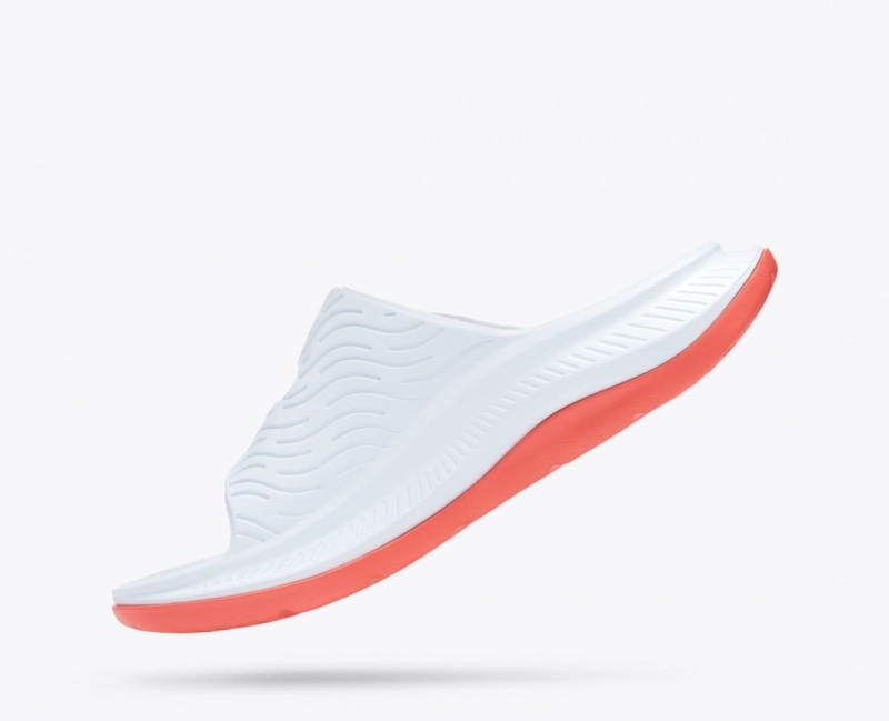 White / Orange / Blue Men's HOKA Ora Luxe Slide | 8795104-SH