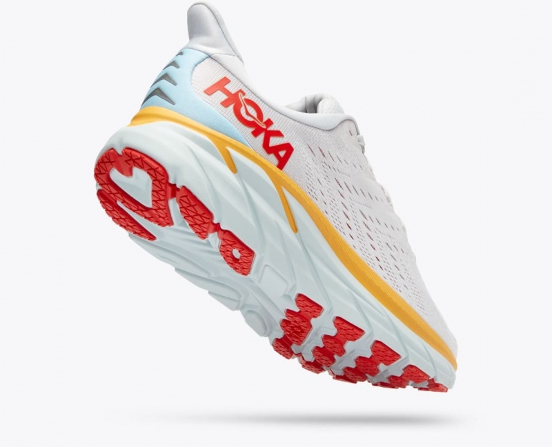 White / Orange / Red Men's HOKA Clifton 8 Running Shoes | 8496271-LF