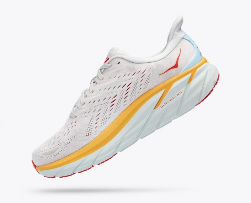 White / Orange / Red Men's HOKA Clifton 8 Running Shoes | 8496271-LF