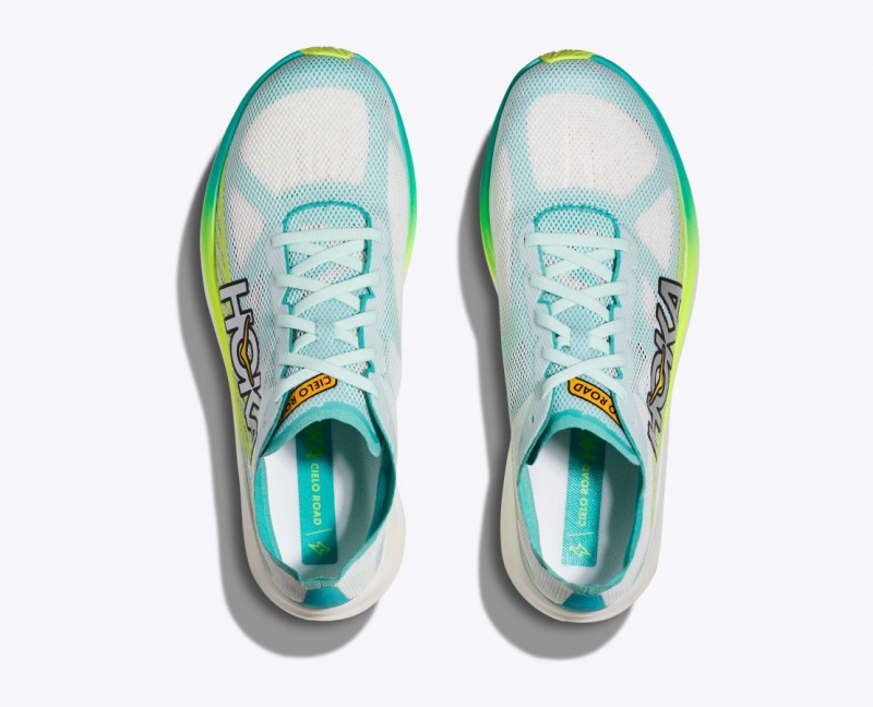 White / Turquoise Women's HOKA Cielo Road Running Shoes | 5049872-HU