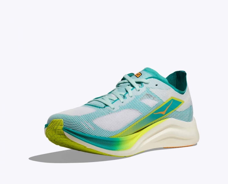 White / Turquoise Women's HOKA Cielo Road Running Shoes | 5049872-HU