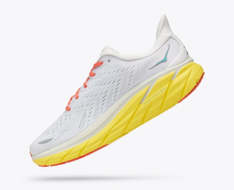 White / Yellow Men's HOKA Clifton 8 Running Shoes | 4076958-ES