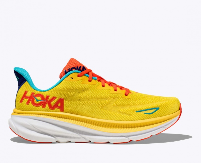 Yellow Men\'s HOKA Clifton 9 Running Shoes | 2438916-WE